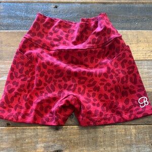 Bombshell Sportswear Red Cheetah Bike Shorts High-Waisted